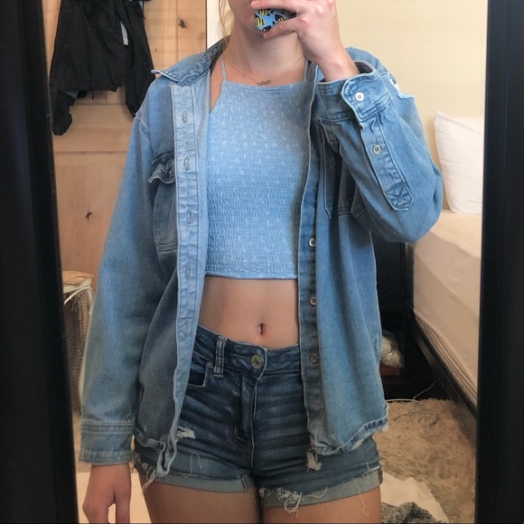 distressed jean jacket forever 21